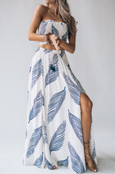 Schulterfreier, trendiger, gestreifter, lockerer Einteiler