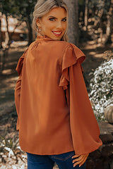 Amelia Dawn – Oberteil mit Ballonärmeln und Rüschen und Knöpfen