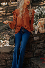 Amelia Dawn – Oberteil mit Ballonärmeln und Rüschen und Knöpfen