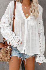 Longest Love V-Ausschnitt Hollow-Out Top – 2 Farben