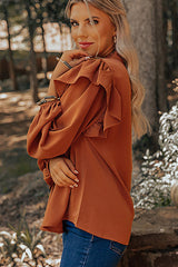 Amelia Dawn – Oberteil mit Ballonärmeln und Rüschen und Knöpfen