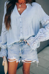 Longest Love V-Ausschnitt Hollow-Out Top – 2 Farben