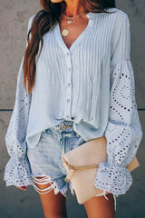 Longest Love V-Ausschnitt Hollow-Out Top – 2 Farben