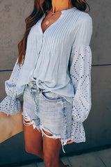 Longest Love V-Ausschnitt Hollow-Out Top – 2 Farben