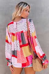 Need Your Love – Rosa, gepunktetes Oberteil mit Print