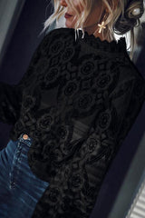 Perfect Petals – Durchsichtiges Top aus weißer Spitze