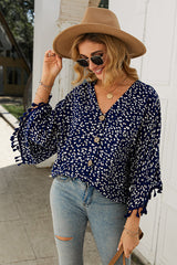 Sunshine Soul Bedrucktes Top mit Quaste und Knopfleiste – 3 Farben