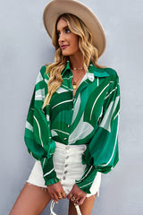 Gesmoktes Top mit Button-Down-Print „Life Of Love“ – 7 Farben