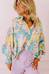 Langärmliges Oberteil mit Knopfleiste und „Take Your Turn“-Print