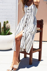 Spaghetti-Midikleid mit Knopfleiste – 6 Farben