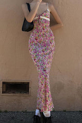 Wunderbar raffiniertes Maxikleid aus Spitze mit Blumendruck