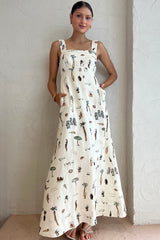 Living Is Easy Maxikleid mit Boho-Print und Taschen