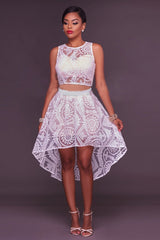 Lace Pattern High&Low Suit