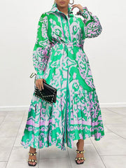 Bedrucktes Hemdblusenkleid mit Rüschen