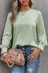 Breezing In Mintgrünes, gepunktetes Langarm-Top