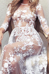 Durchsichtiges Maxikleid aus Spitze