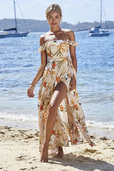 Maxikleid mit Rüschen an den Schultern