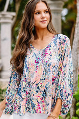 Top mit Ballonärmeln und „Speak Your Love“-Print – 3 Farben