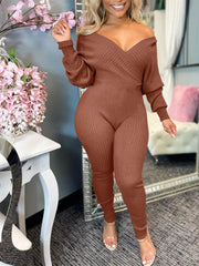 Indiebeautie V-Neck Ribbed Jumpsuit
