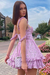 Sweet You – Minikleid mit Rüschen und Blumenmuster