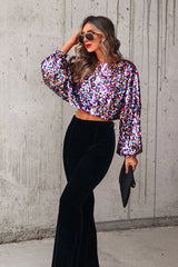 Auffälliges Sweetie-Crop-Top mit Pailletten