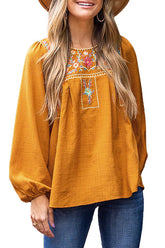 Spend The Day – Gelbes Boho-Stickerei-Top