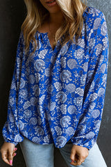 Fühlen Sie sich am besten – Langärmliges Top mit blauem Aufdruck