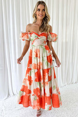 Clear Love Maxikleid mit Puffärmeln und Print – 5 Farben