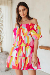 Feeling Bold Print – Minikleid mit gesmokten Puffärmeln