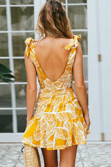 Fit&Flare-Kleid mit Schleife und Blättermuster – 2 Farben