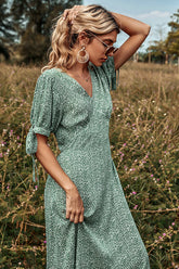 Midikleid mit V-Ausschnitt und Blooming Darlin‘-Print