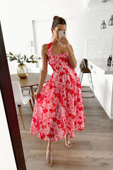 Bedrucktes rückenfreies Maxikleid „Lost In Love“