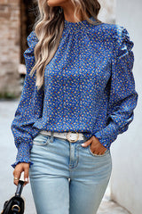 Certain Love Print Statement-Ärmel-Smocked-Top – 5 Farben