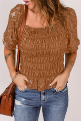 Sweetly Sentimental – Plissee-Top mit kurzen Ärmeln aus Spitze – 4 Farben