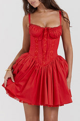 Love In Your Eyes Skater-Minikleid mit Spitzendruck – 9 Farben