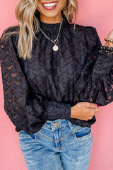 No Secrets – Schwarzes Oberteil mit auffälligen Ärmeln und Bindeband am Rücken