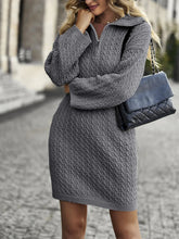 CLASSY ELEGANT LONG SLEEVE ZIPPER UP DRESS