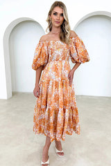 Just Feels Right Maxikleid mit gesmokten Puffärmeln – 5 Farben