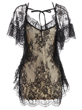 Flounced See-Through Lace Dress