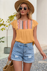 Closer To You Boho-bedrucktes Rüschentop – 5 Farben