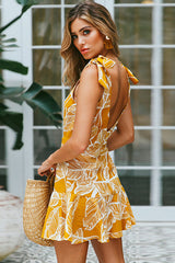 Fit&Flare-Kleid mit Schleife und Blättermuster – 2 Farben