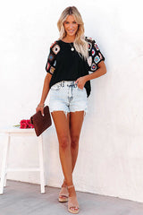 Free to Be You Häkel-Boho-Kurzarmtop – 3 Farben