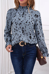 Langärmliges Oberteil mit gesmoktem Print und Admired-Effekt