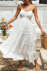 Making Moves – Ärmelloses Maxikleid aus weißer Spitze