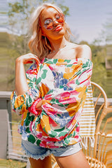 „Just You Wait“ schulterfreies Oberteil mit Blumenmuster