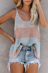 Taking it Easy gestreiftes Strick-Tanktop – 5 Farben