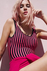 Rosa gestreifter Badeanzug für Mädchen