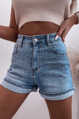 DIAMOND HIGH WAIST DENIM-SHORTS