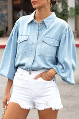 Feel This Way Jeans-Oberteil mit Ballonärmeln