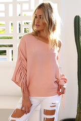 Taking it Easy Top mit Ballonärmeln und Kordelzug